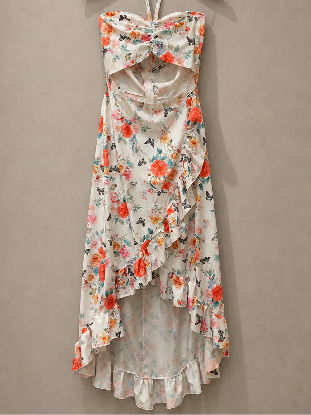 CBR Floral Butterfly Cutout High-Low Dress Size M